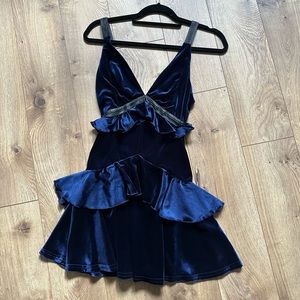 Blue Velvet Mini Dress